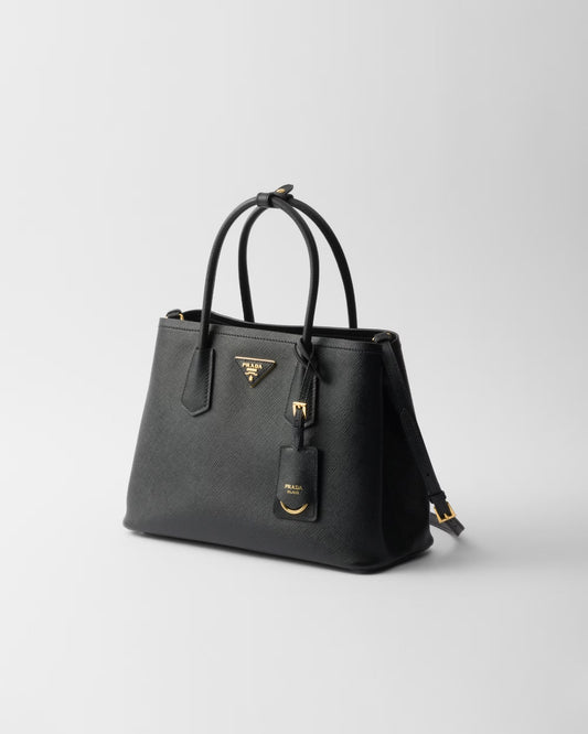 Prada Double média em couro Saffiano