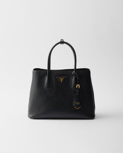 Prada Double média em couro Saffiano