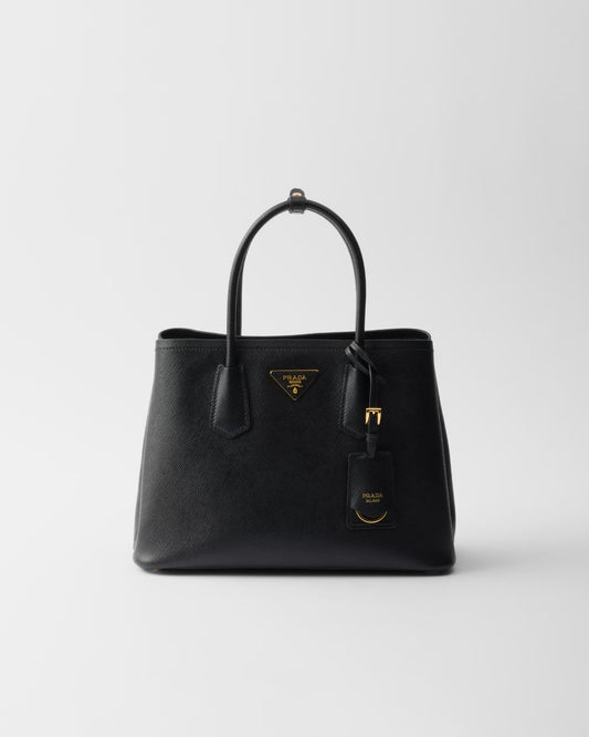 Prada Double média em couro Saffiano