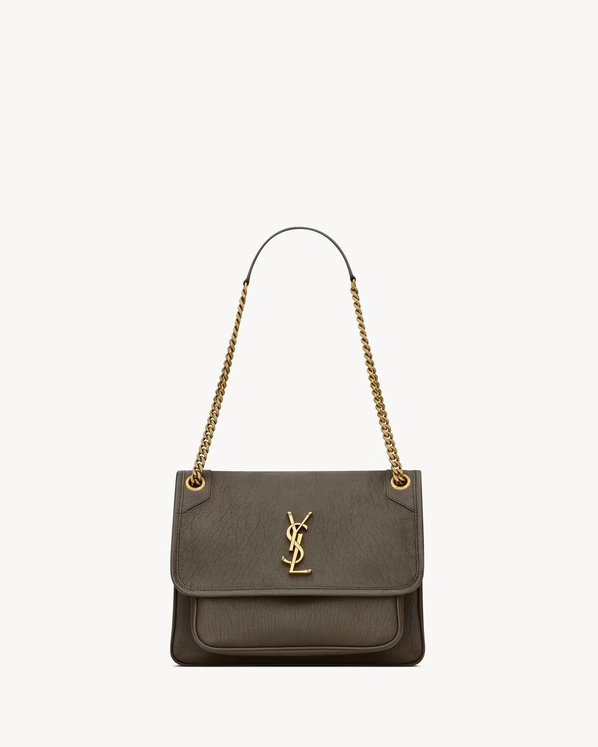 YSL Niki MÉDIA em couro de cordeiro granulado