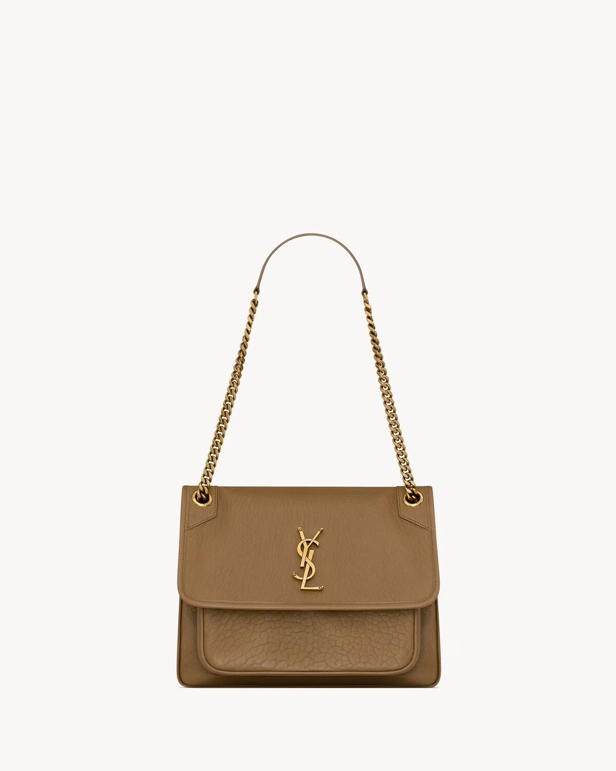 YSL Niki MÉDIA em couro de cordeiro granulado