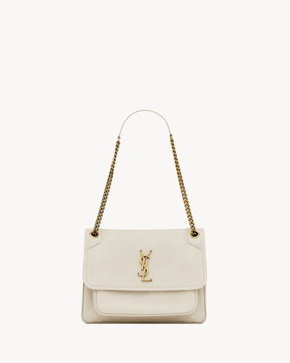 YSL Niki MÉDIA em couro de cordeiro granulado