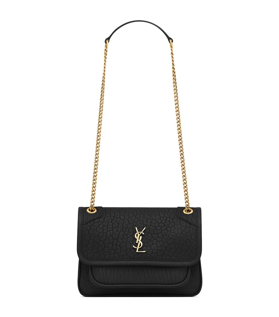 YSL Niki MÉDIA em couro de cordeiro granulado